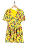ADELYN RAE FLORAL SHORT SLEEVE TIERED FIT & FLARE DRESS