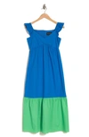 Donna Morgan Colorblock Print Maxi Dress In Directoire Blue/ Katydid