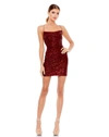 Mac Duggal Open Back Lace Up Sequin Mini Dress In Burgundy