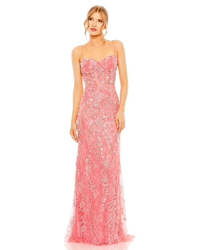 Mac Duggal Sweetheart Sleeveless Embellished Gown In Coral