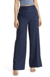 Open Edit Linen Blend Trousers In Navy Blazer