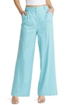 Open Edit Linen Blend Trousers In Teal Shore