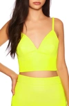 Susana Monaco Faux Leather Bralette Top In Neon