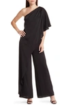 River Island One-shoulder Jumpsuit In Black