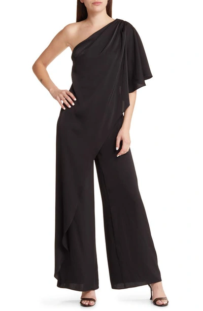 River Island One-shoulder Jumpsuit In Black