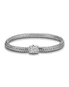 John Hardy Classic Chain Sterling Silver Small Bracelet With Diamond Pave In Slvr And Dia