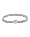 John Hardy Classic Chain Sterling Silver Extra Small Flat Twisted Chain Bracelet With Diamond Pave In Slvr And Dia