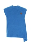 Ader Error Turquoise Wool Blend Oversize Vest In Light Blue