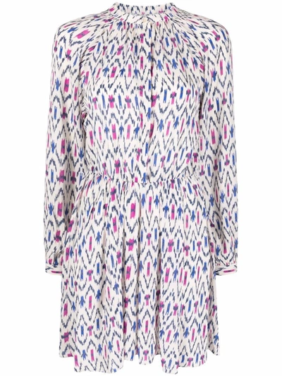Isabel Marant Étoile Amandine Printed Mini Dress In Multicolor Viscose In Purple