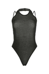 Andrea Adamo Black Stretch Viscose Blend Bodysuit In Black