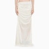 Andreädamo White Draped Long Skirt In White