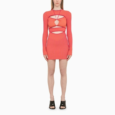 Andreädamo Cut-out Ribbed Knit Dress In Red