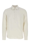 Aspesi Linen Shirt With Pointed Collar And Rounded Hemline In White
