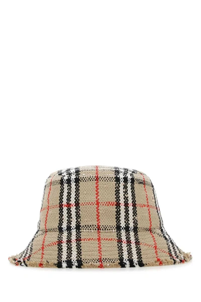 Burberry Cappello Bucket Tweed Beige