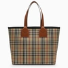 Burberry Large London Tote In Check Cotton In Multicolor