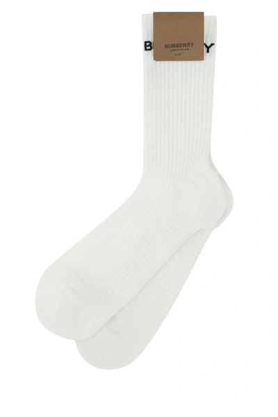 Burberry Logo Intarsia Socks In White