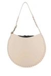 Chloé Large Curved Leather Shoulder Bag In White