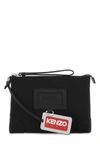Kenzo Logo-patch Clutch Bag In Black