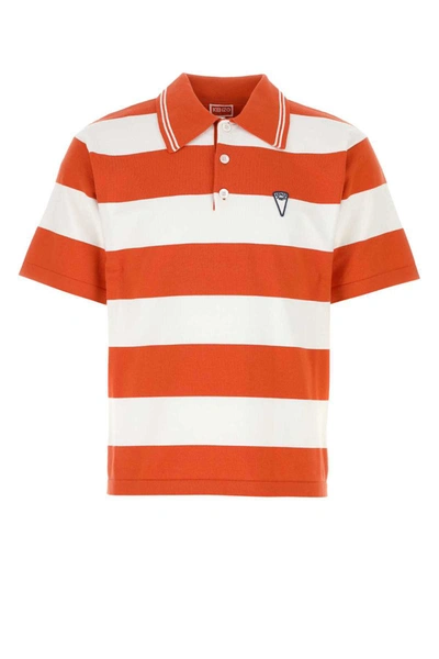 Kenzo Logo-print Striped Polo Shirt In Red