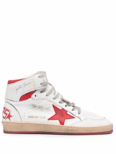 Golden Goose Sky Star Nappa Upper With  Signature Leather Star In White/red