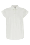 Woolrich Short-sleeved Blouse In Pure Cotton Poplin In White