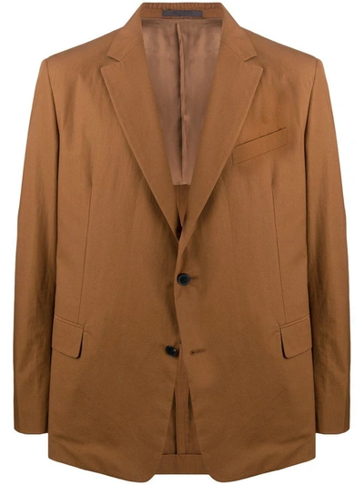 Valentino Single-breasted Notched Lapel Blazer In Moka