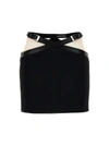 DAVID KOMA CROSS WAIST BAND NET INSERT SKIRTS BLACK