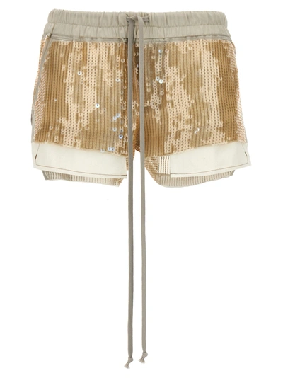 Rick Owens Sequin-embellished Track Shorts In Neutral