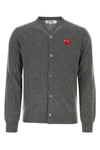 Comme Des Garçons Play Comme Des Garcons Play Wool Cardigan With Heart Patch In Medgrey