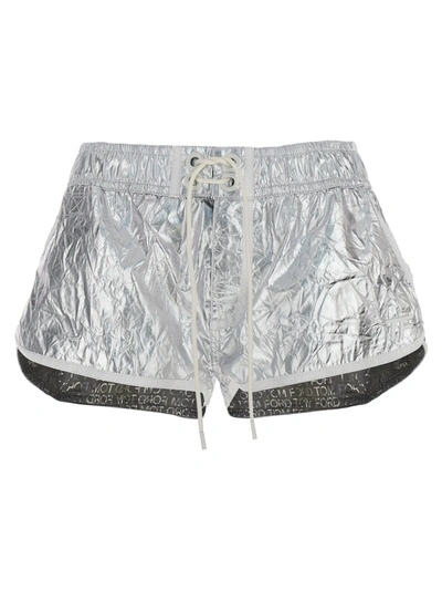 Tom Ford Laminated Shorts In Silver