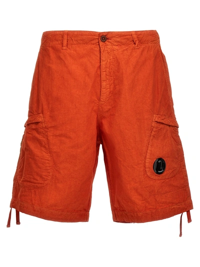 C.p. Company Logo Cargo Badge Bermuda Shorts In Orange