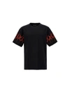 Vision Of Super Black T-shirt With Embroidered Orange Flames And White Logo