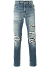 SAINT LAURENT studded distressed jeans,456694Y806K