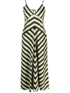 Msgm Chevron-print Rear-tie Dress In Beige