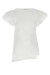 Isabel Marant Sebani Asymmetric Raw Edge Cap Sleeve Cotton Blouse In White