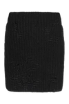 Jw Anderson Ribbed Knit Mini Skirt With Distressed Effect In Black