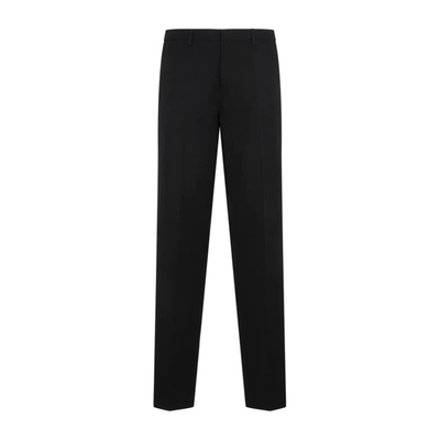 Lanvin Mid-rise Straight Wool Pants In Black