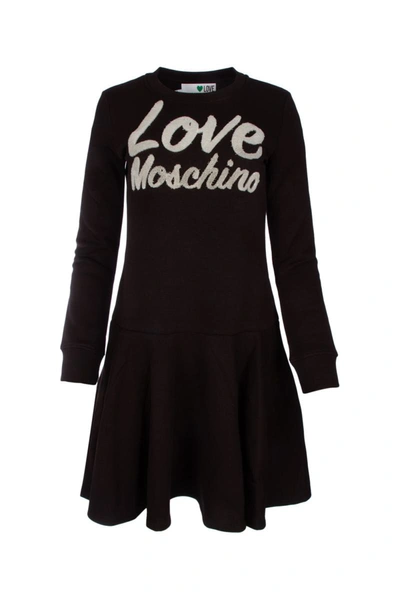 Love Moschino Logo Flocked Mini Dress In C74