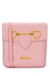Love Moschino Light Pink Heart-plaque Crossbody Bag In 600