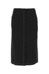 Low Classic Contrast Stitching High-waisted Knee-length Skirt In Black