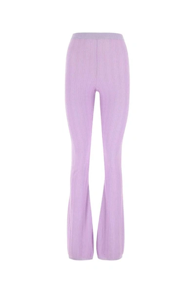 Marco Rambaldi Flared Ribbed-knit Trousers In Pastel