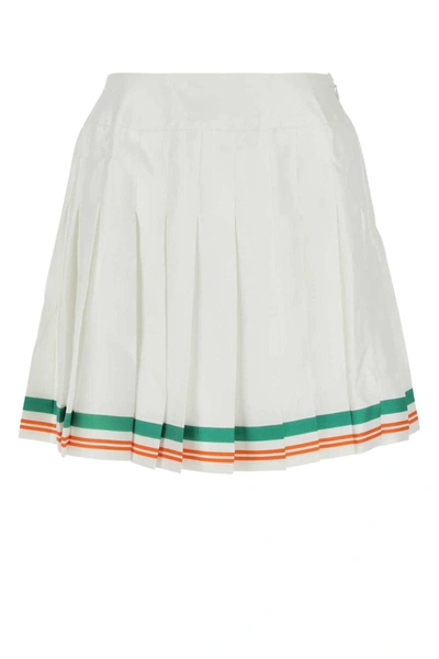 Casablanca High Waist Pleated Skirt In Cream