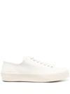 JIL SANDER WHITE LACE-UP LOW TOP SNEAKERS IN CANVAS MAN