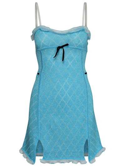 Cormio Sheer-coverage Knitted Dress In Sky Blue