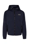 Duvetica Hooded Jacket With Elasticated Cuffs And Side Pockets In Blu
