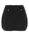 Miu Miu Black Stretch Wool Blend Mini Skirt In Black