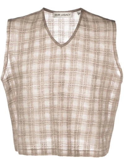 Our Legacy Disintegration Check Double Lock Vest In Neutrals