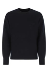 Prada Ribbed Wool Blend Sweater In Blue
