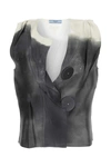 Prada Creased-detail Sleeveless Blouse In Multicoloured