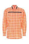 Prada Scalloped Edge Collar Shirt In Checked